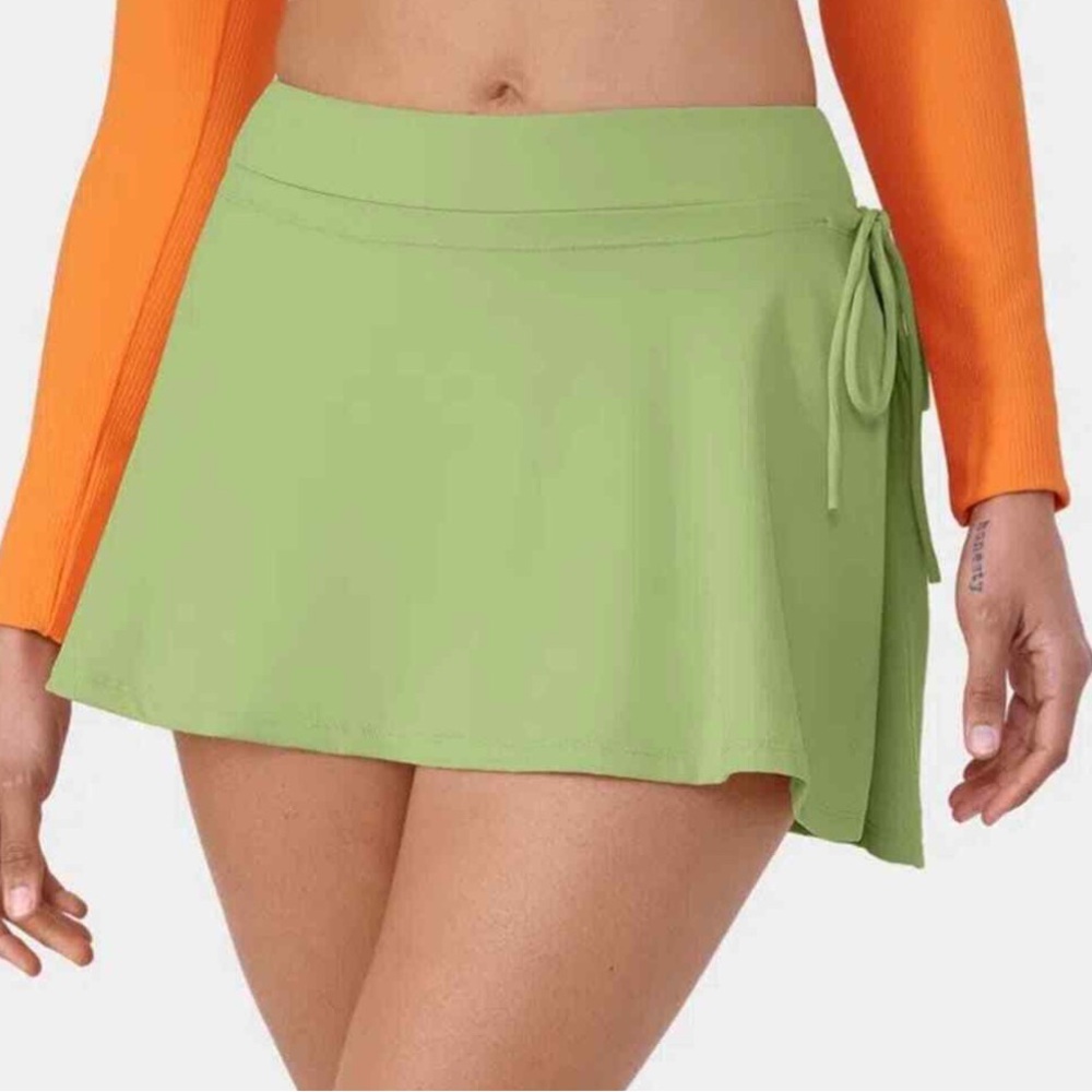 Light Green Tie-Side Skort